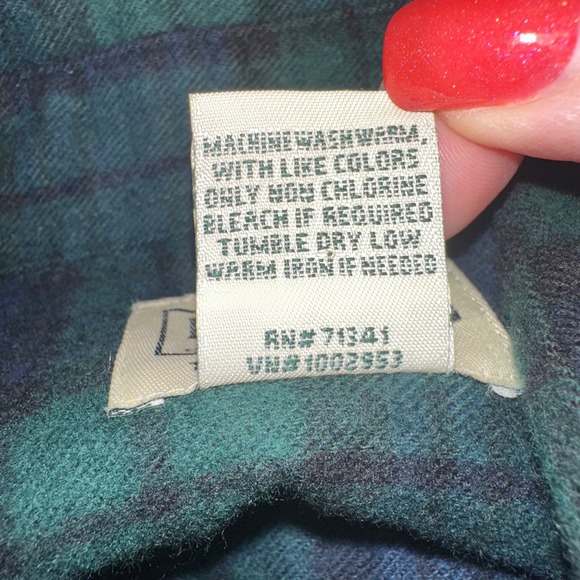 LL Bean Traditional Fit Plaid Flannel Shirt Mens Long Sleeve Green Blue L REG - Picture 3 of 7